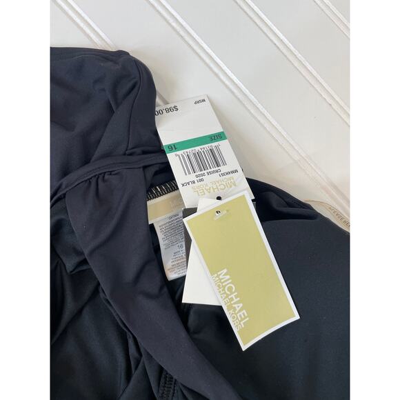 NWT Michael Kors One Piece Bathing Suit Black Urban Gypsy High-Neck Swimsuit L - Picture 5 of 6